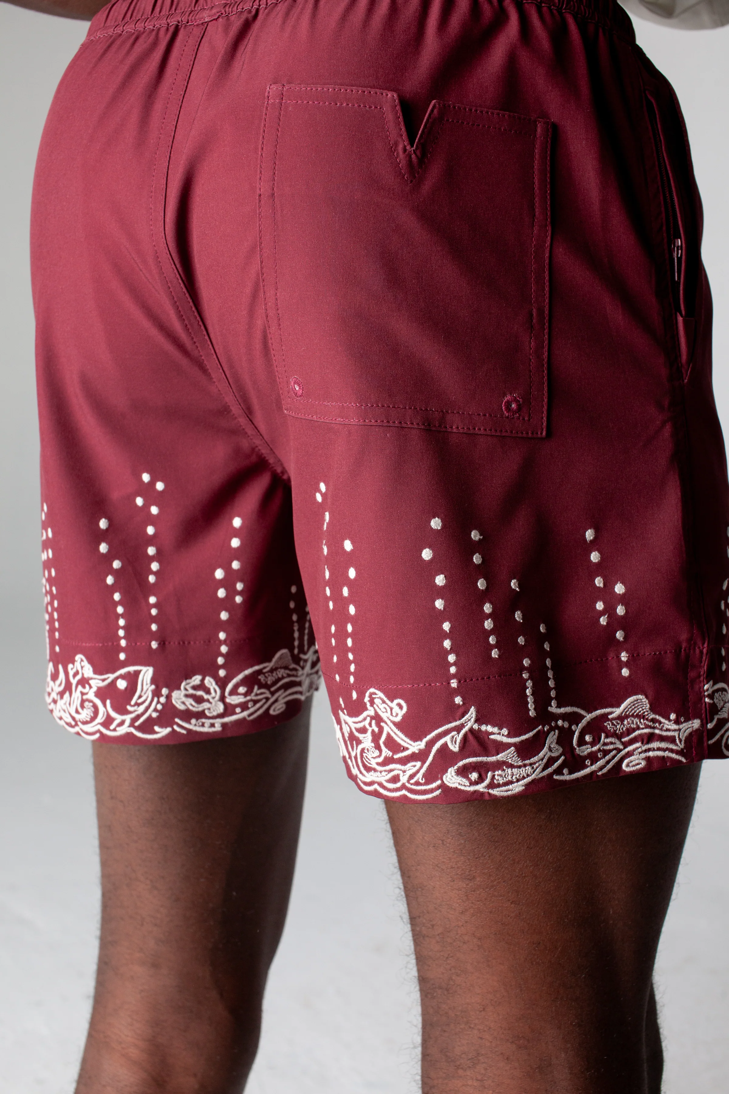 'Fruits De Mer' Swim Trunks (Burgundy) - Image 8