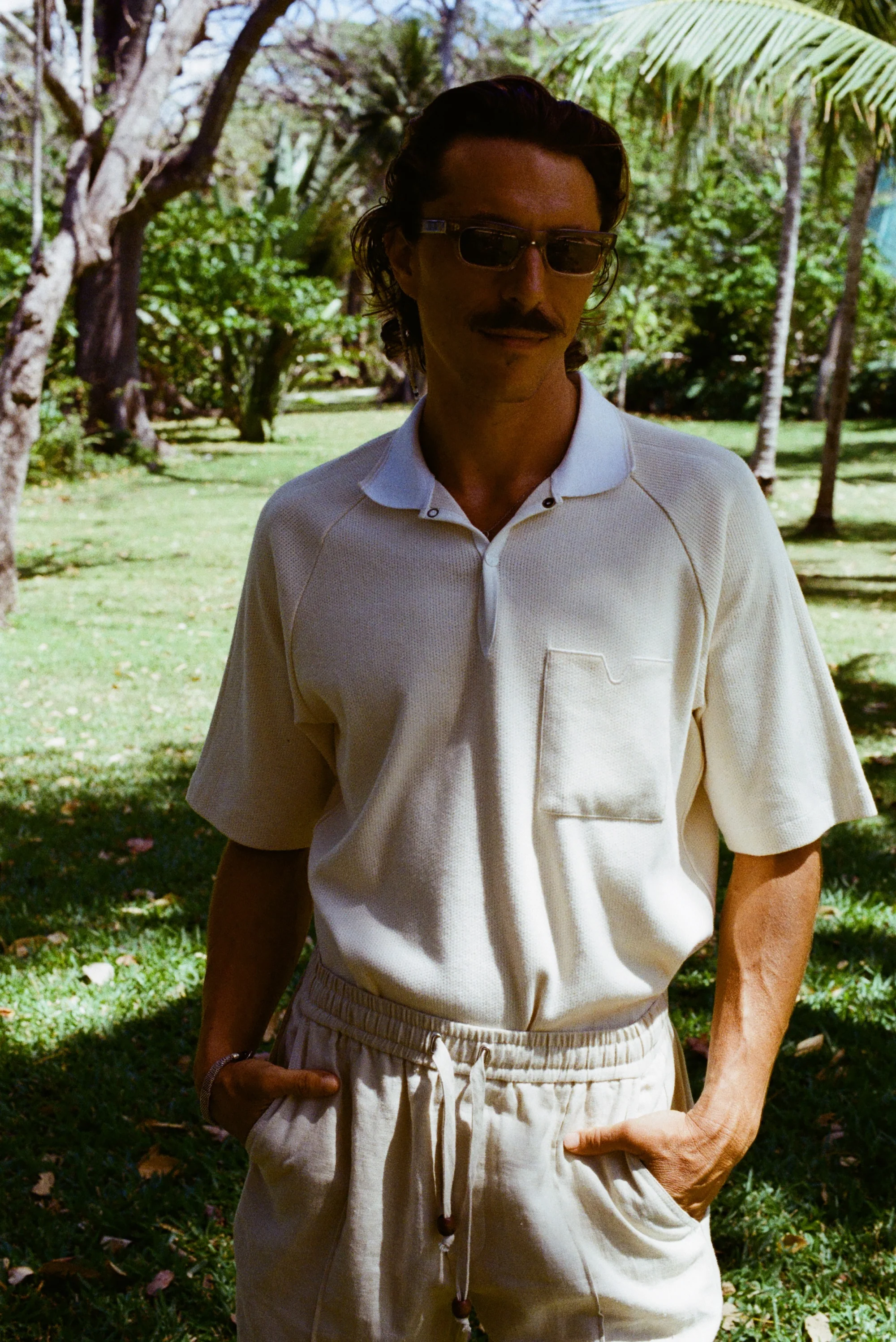 Raglan Mesh Polo (Beige) - Image 7