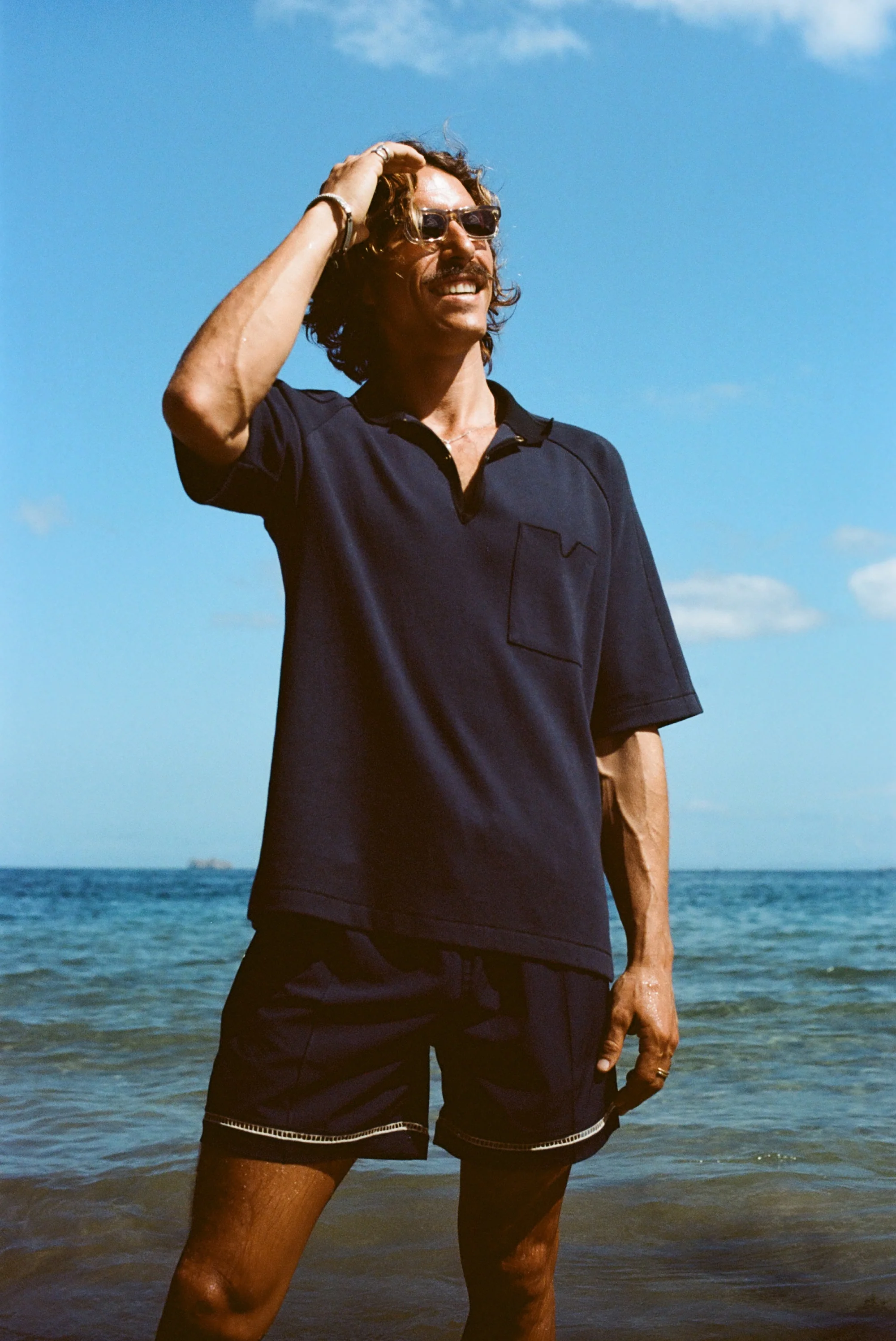 Raglan Mesh Polo (Navy) - Image 4