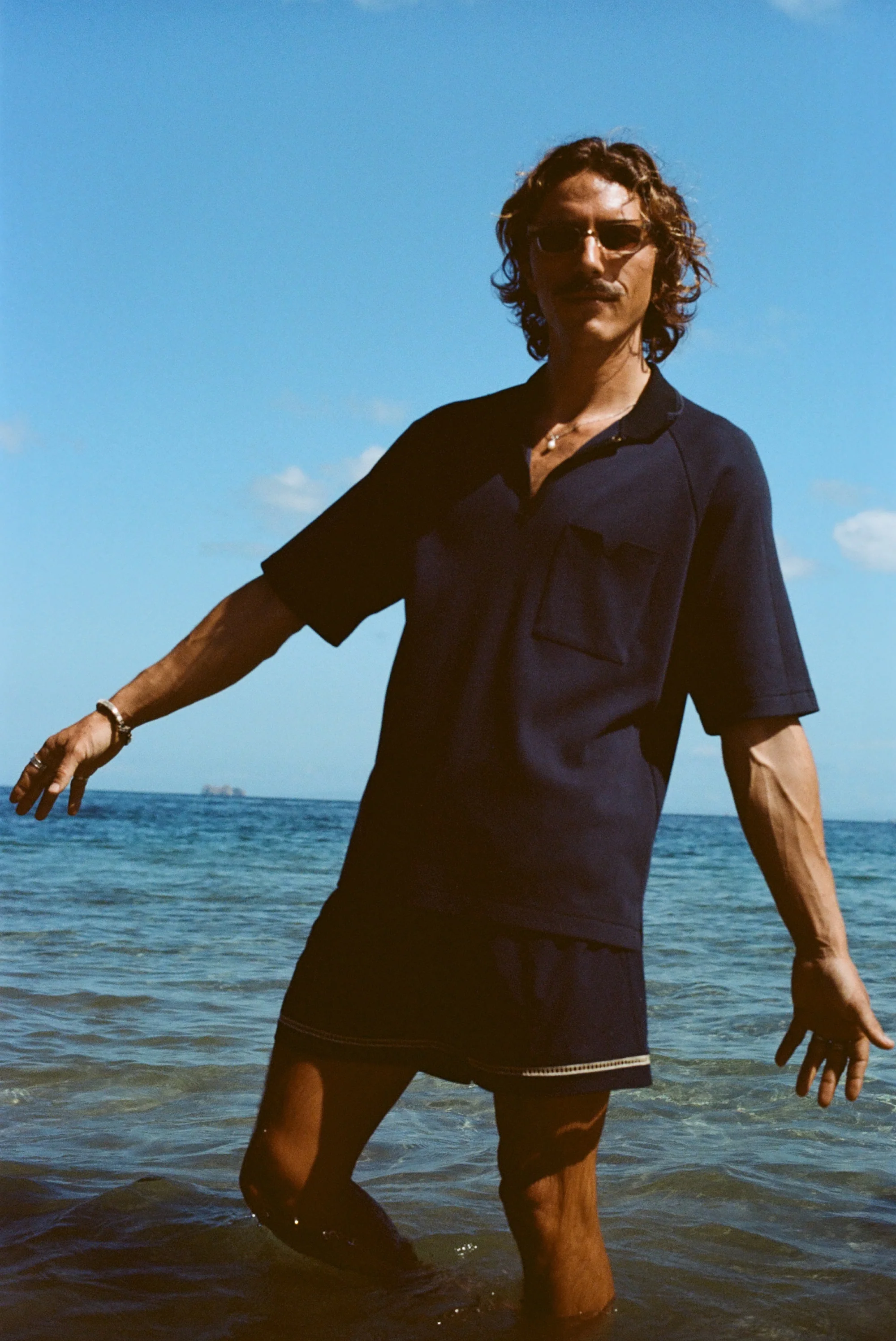 Raglan Mesh Polo (Navy) - Image 6
