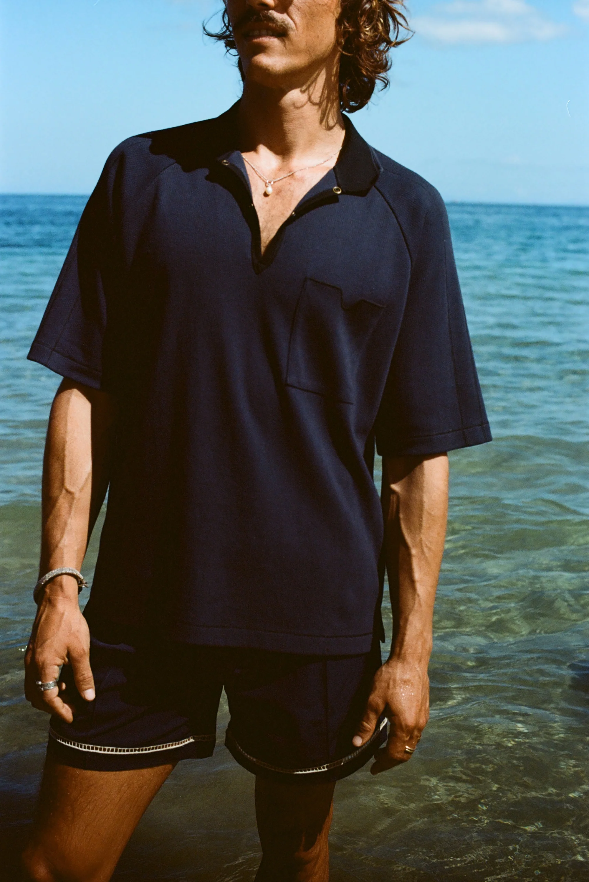 Raglan Mesh Polo (Navy) - Image 8