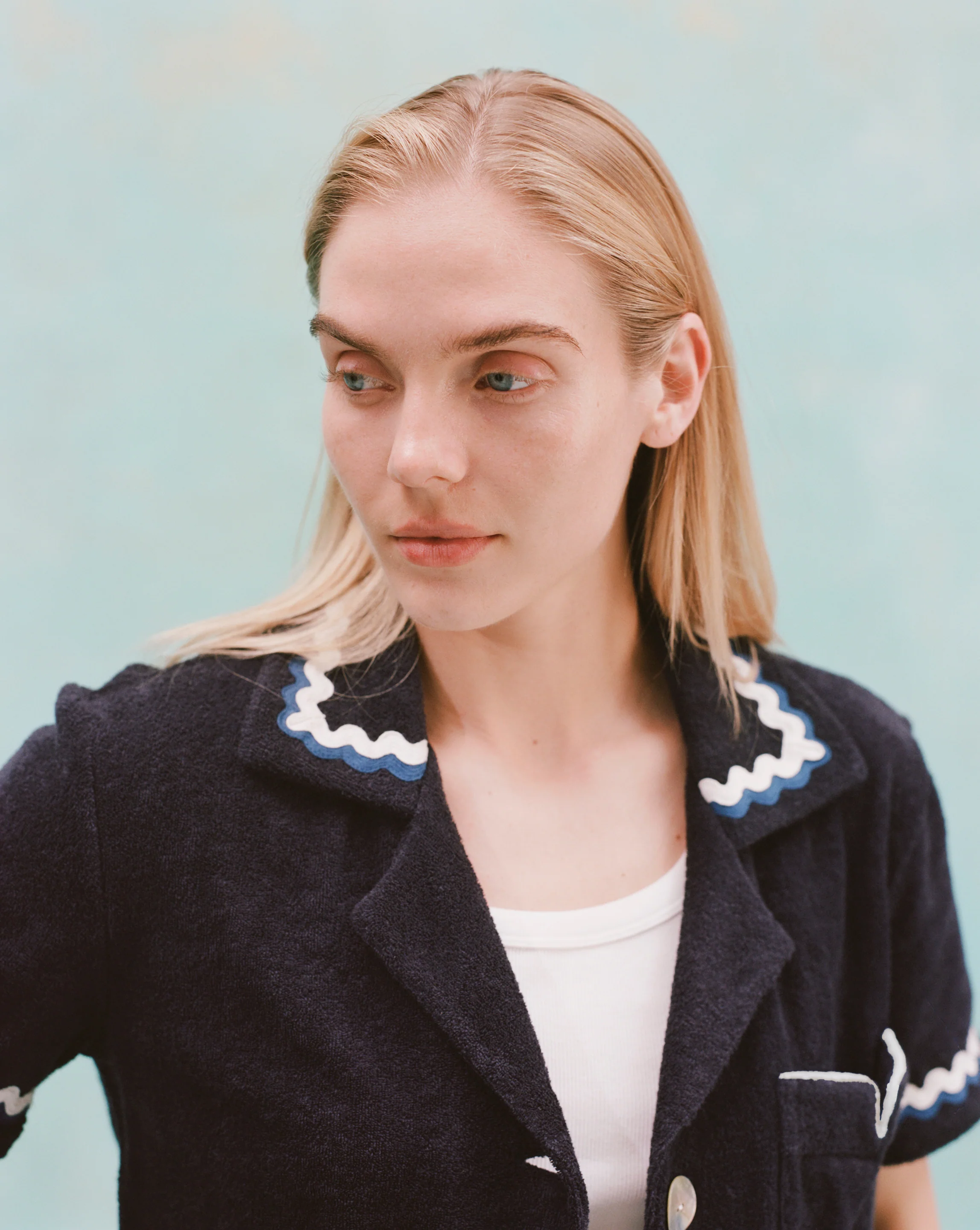 'Rick Rack' Cabana ~ Crop Cut (Midnight Blue) - Image 4