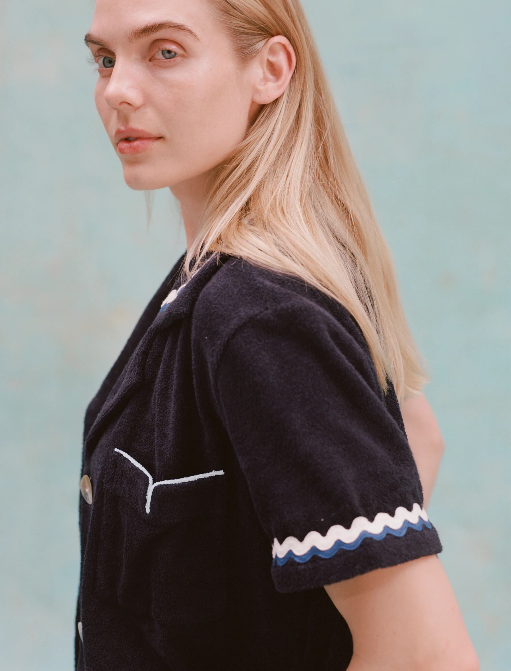 'Rick Rack' Cabana ~ Crop Cut (Midnight Blue) - Image 5