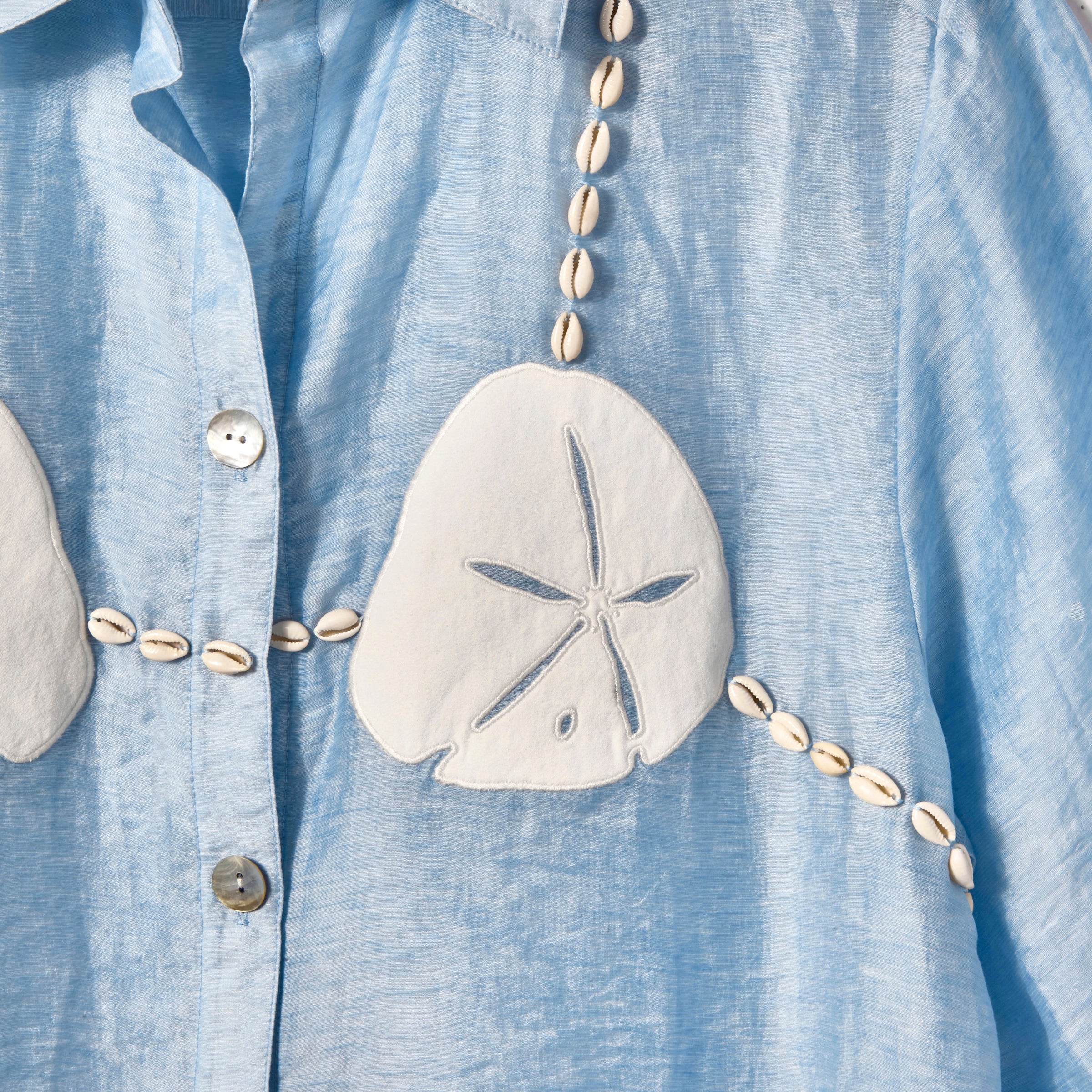 'Sand Dollar Stimulus' ~ Relaxed Crop Cut (Blue) - Image 5