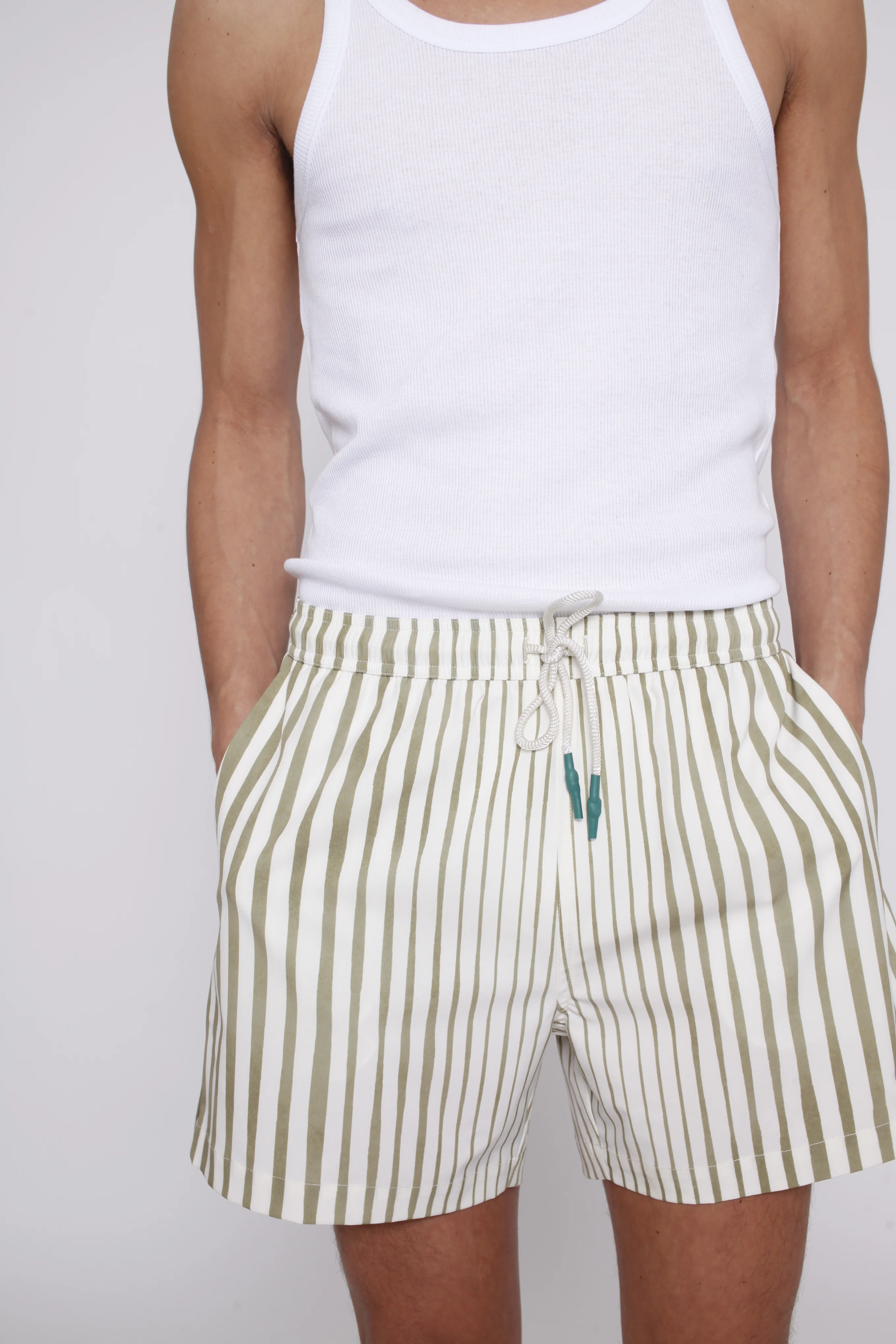 ‘Striper’ Swim Trunks (Green) - Image 5