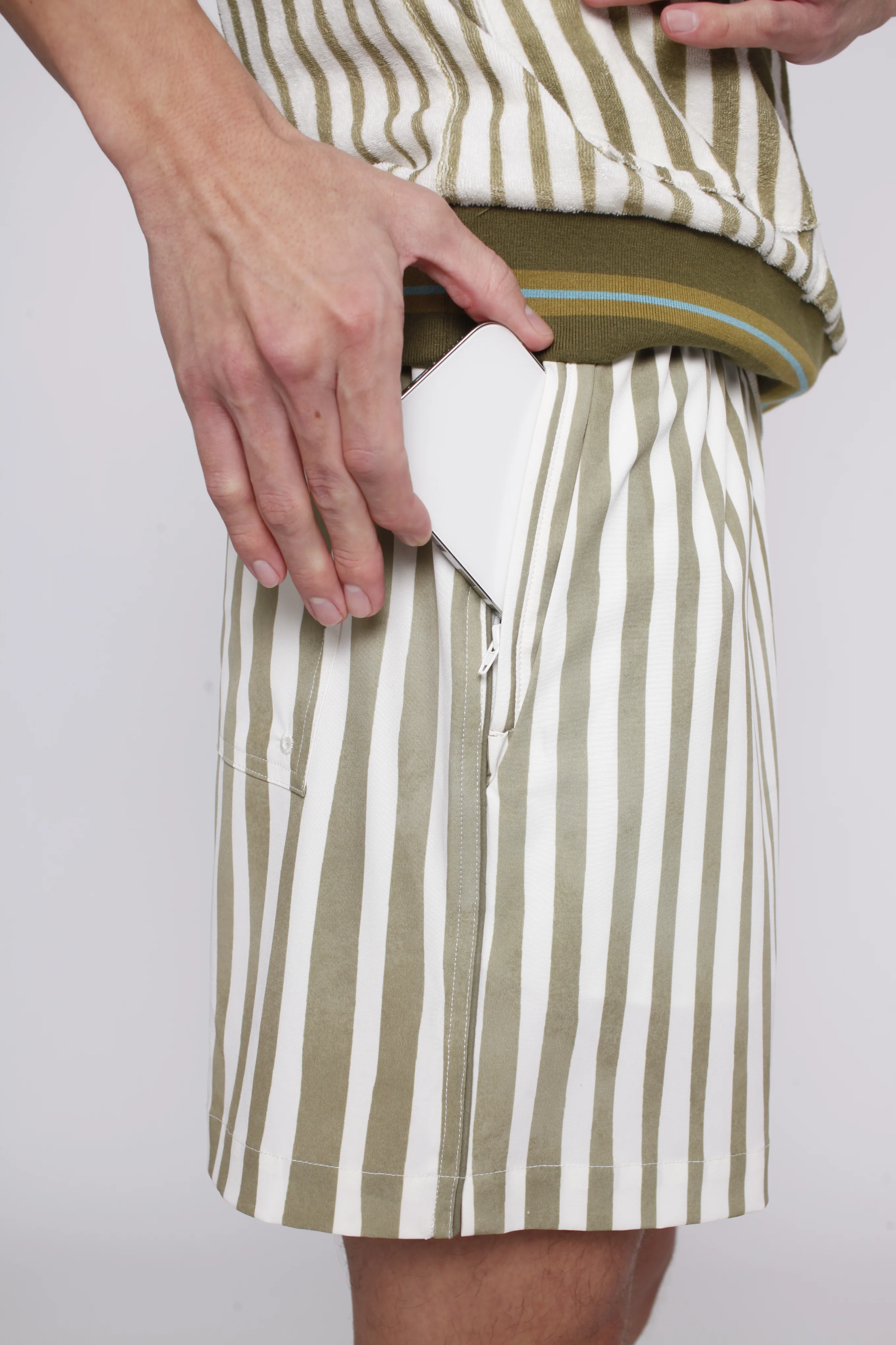 ‘Striper’ Swim Trunks (Green) - Image 7