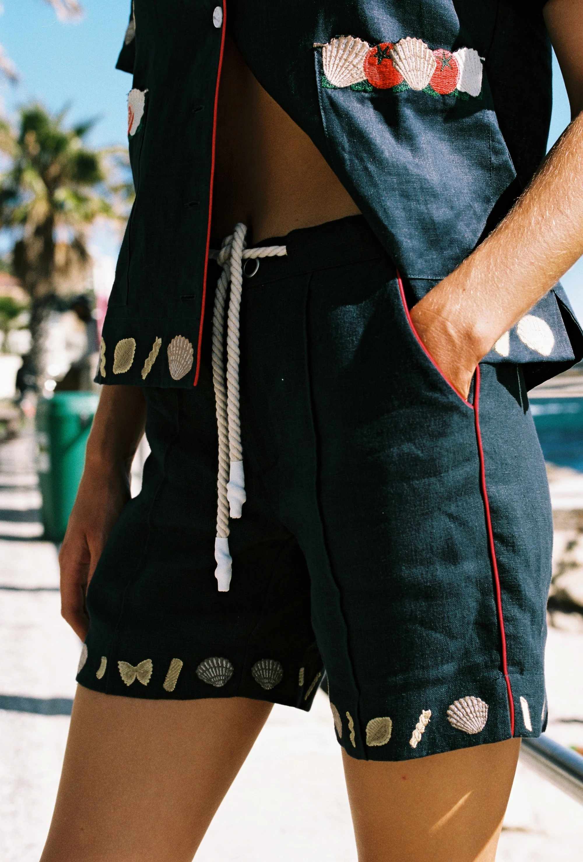 'Vongole!' Cabana Shorts (Navy) - Image 4
